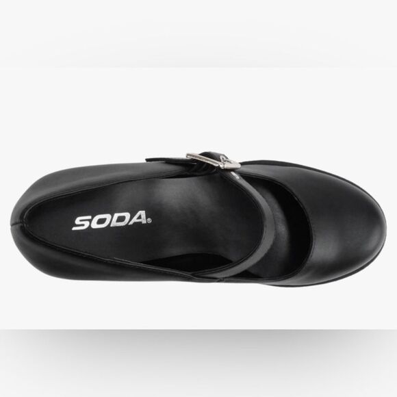 Mary Jane Round Toe Chunky Block Heel Lug Sole Pump Adj. Strap Faux Leather 8.5 - Picture 2 of 9